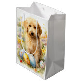 Sac Cadeau Moyen Goldendoodle aux oeufs de Pâques (Dos Angle)