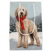 Sac Cadeau Moyen Goldendoodle Chien dans Noël de neige (Dos)