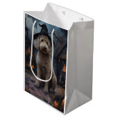 Sac Cadeau Moyen Goldendoodle Citrouille Halloween effrayant (Devant Angle)