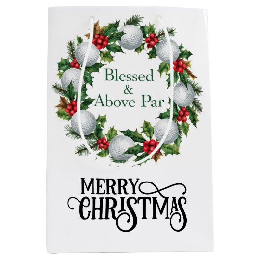 Sac Cadeau Moyen Golf Christmas themed with Wreath (Devant)