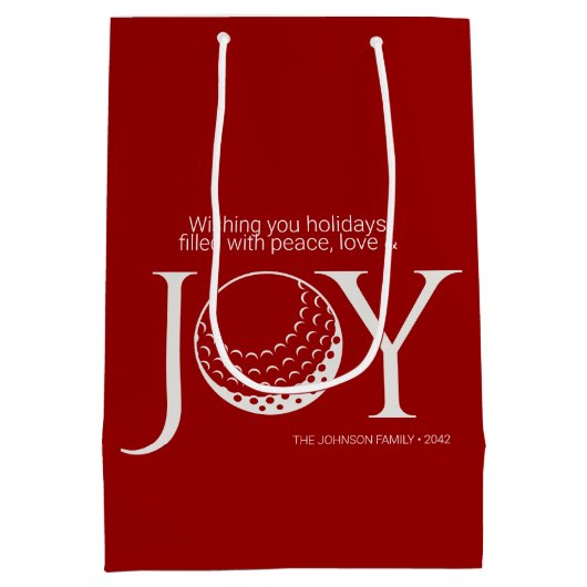 Sac Cadeau Moyen Golf Joy & Peace Christmas (Dos)