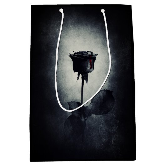 Sac Cadeau Moyen Goth Black Rose Dripping Blood (Devant)