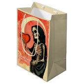 Sac Cadeau Moyen Goth Éffrayant Valentine Grim Reaper avec coeur (Devant Angle)