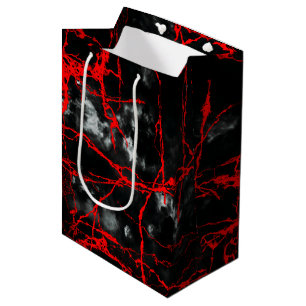 Sac Cadeau Moyen Goth nocturne d'horreur - Noir et Blanc, Rouge