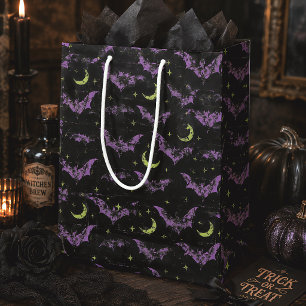 Sac Cadeau Moyen Gothic Chauves-Souris & Croissants de Lune Hallowe