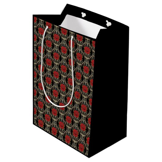 Sac Cadeau Moyen Gothic Roses Pattern (Dos Angle)