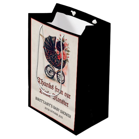 Sac Cadeau Moyen Gothic Stroller Halloween Baby Shower (Devant Angle)
