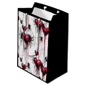 Sac Cadeau Moyen Gothique Amour Éffrayant Spider Web avec Coeurs (Dos Angle)
