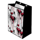 Sac Cadeau Moyen Gothique Amour Éffrayant Spider Web avec Coeurs (Devant Angle)