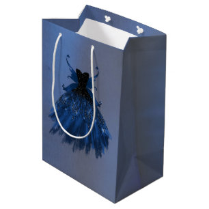 Sac Cadeau Moyen Gothique Fairy Navy Gown Fleur bleue de Cobalt p