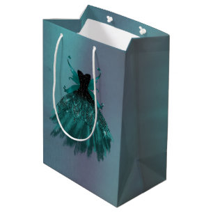 Sac Cadeau Moyen Gothique Fairy Turquoise Gown Fleur verte profon