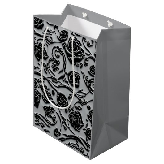 Sac Cadeau Moyen Gothique Graveyard Rose noir Motif (Dos Angle)