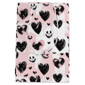 Sac Cadeau Moyen Gothique Valentine Coeurs noir et rose (Dos)