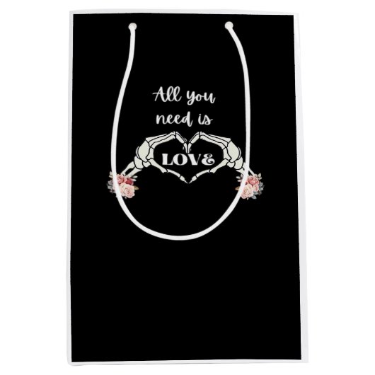 Sac Cadeau Moyen Gothique Valentines Classique - Squelette Mains Co (Devant)