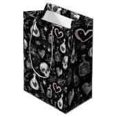 Sac Cadeau Moyen Gothique Witchcraft Love Potion Coeurs crâne (Devant Angle)