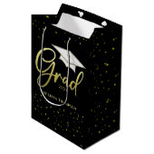 Sac Cadeau Moyen Graduate Grad Gold Graduation Script Casquette Sim (Devant Angle)