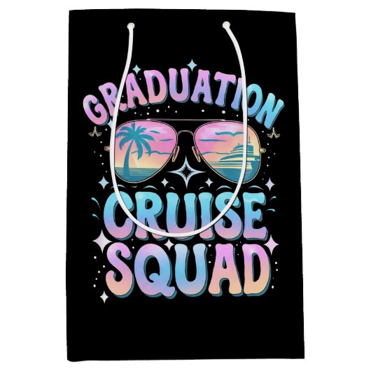 Sac Cadeau Moyen Graduation Cruise Squad Cruising Ship Retro (Devant)
