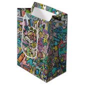 Sac Cadeau Moyen Graffiti coloré, (Devant Angle)