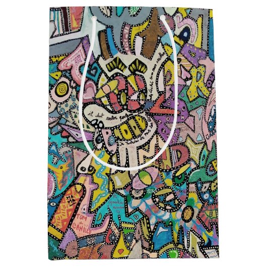 Sac Cadeau Moyen Graffiti coloré, (Devant)