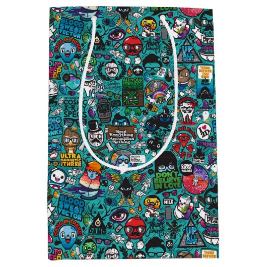 Sac Cadeau Moyen Graffiti coloré, (Devant)