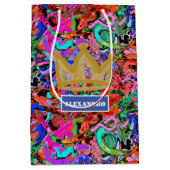 Sac Cadeau Moyen Graffiti de rue avec couronne et nom (Devant)