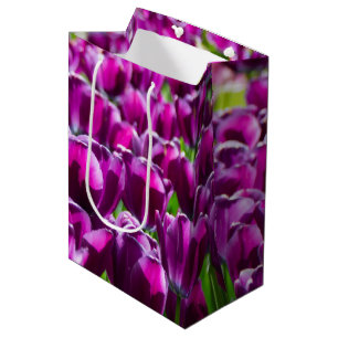 Sac Cadeau Moyen Grand champ de tulipes pourpres