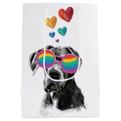 Sac Cadeau Moyen Grand chien Danse avec Coeurs Saint-Valentin (Dos)