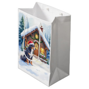 Sac Cadeau Moyen Grand Chien de Montagne Suisse Cabane enneigée Cha