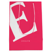 Sac Cadeau Moyen Grand initial | Typographie moderne | Rose (Dos)
