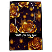 Sac Cadeau Moyen Grande Collection Gold Rose moderne de luxe (Devant)