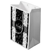 Sac Cadeau Moyen Grandes bandes musicales noires et blanches monogr (Dos Angle)