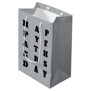 Sac Cadeau Moyen Gras Gris foncé Noir Typographie Bonne Fête des pè