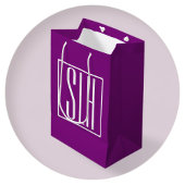 Sac Cadeau Moyen Gras moderne 3 initiales Monogramme | Blanc et pou