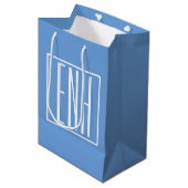 Sac Cadeau Moyen Gras moderne 3 initiales Monogramme | Bleu doux (Devant Angle)