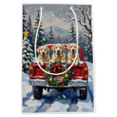 Sac Cadeau Moyen Great Pyrenees Christmas Red Truck Holiday (Devant)