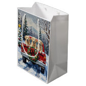 Sac Cadeau Moyen Great Pyrenees Christmas Red Truck Holiday (Dos Angle)