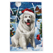Sac Cadeau Moyen Great Pyrenees Winter Wonderland Noël Joie (Devant)
