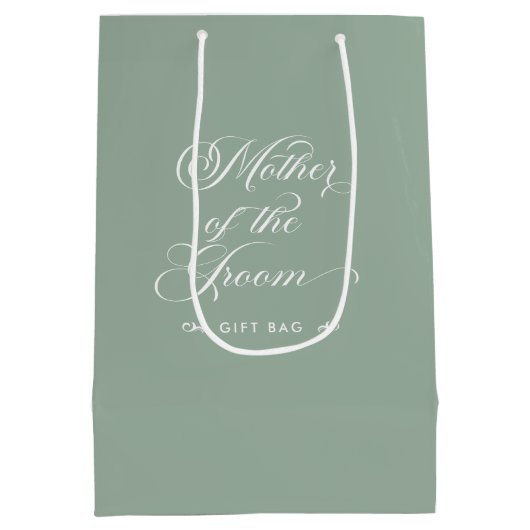 Sac Cadeau Moyen Gree White Mère Du Groom Script Typographie (Dos)