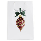 Sac Cadeau Moyen Green Bow Red Gold Ornament Christmas (Devant)
