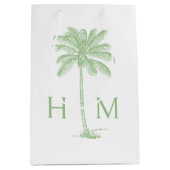 Sac Cadeau Moyen Green Coastal Palmetto Palm Monogram (Devant)