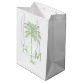 Sac Cadeau Moyen Green Coastal Palmetto Palm Monogram (Dos Angle)