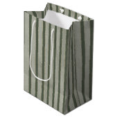 Sac Cadeau Moyen Green Glitzy Gold Stripes Christmas (Devant Angle)