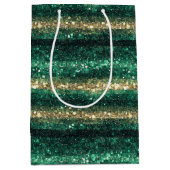 Sac Cadeau Moyen Green Gold Glitter Christmas (Devant)