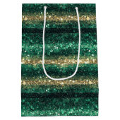 Sac Cadeau Moyen Green Gold Glitter Christmas (Dos)