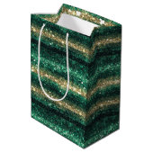 Sac Cadeau Moyen Green Gold Glitter Christmas (Dos Angle)