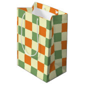 Sac Cadeau Moyen Green Orange Brown À damiers En vichy Motif (Dos Angle)
