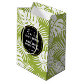 Sac Cadeau Moyen Green Palm Feuille Jungle Mariage Motif Merci (Dos Angle)