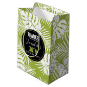 Sac Cadeau Moyen Green Palm Feuille Jungle Motif Anniversaire Merci (Dos Angle)