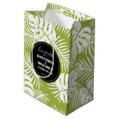 Sac Cadeau Moyen Green Palm Leaf Motif Tropical Congrats Mariages (Dos Angle)