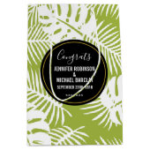 Sac Cadeau Moyen Green Palm Leaf Motif Tropical Congrats Mariages (Devant)